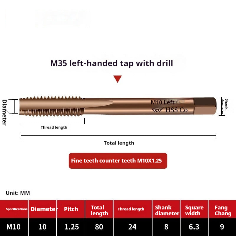2122-M35 straight groove tap containing cobalt stainless steel, special fine tooth coarse tooth machine, tapping drill bit tool wire Shandong Denso Pricision Tools Co.,Ltd.